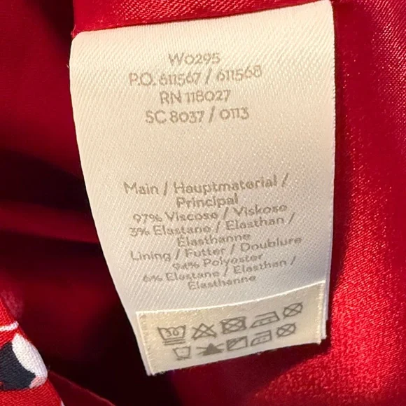 Boden Women's Hannah Sheath Dress in Poinsettia Red Floral V Neck Size 8 - Picture 7 of 8